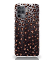 Oppo Reno 5 Lite Uyumlu Leopar Desenli Şeffaf Telefon Kılıfı