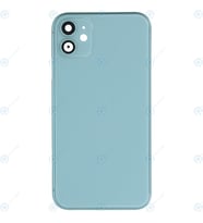 Apple iPhone 11 Uyumlu Logolu, Cam Arka Pil Kapağı - LENS HARİÇ (Yeşil)