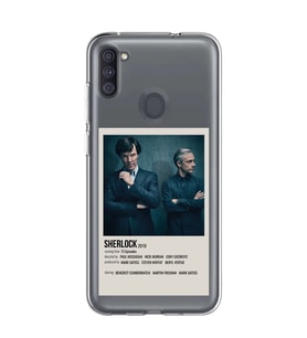 Samsung Galaxy M21 Uyumlu Sherlock Minimalist Poster Desenli Şeffaf Telefon Kılıfı
