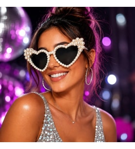 Mey İthalat® After Party İnci Taşlı Kalp Gözlüğü