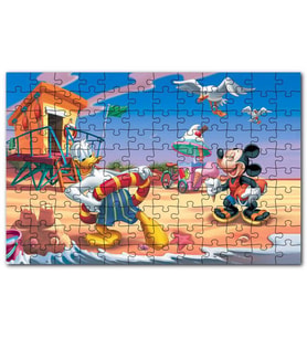 Cakapuzzle Donald Duck Ve Mickey Mouse Yaz Tatili Plaj Puzzle Yapboz MDF (Ahşap) (120 Parça)