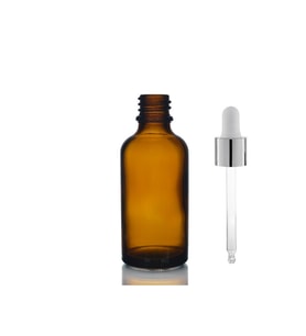 50ml kahverengi cam damlalıklı, 24 adet, Gümüş Kapak Beyaz Emzik, Ecza şişesi, Damlalıklı şişe, propolis şişesi, damlatmalı şişe, saç serum şişesi, ecza şişesi (Amber)