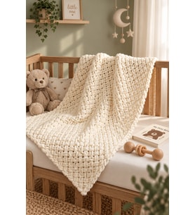 Puffy İp El Örgüsü Bebek Battaniyesi 90x90 cm – Yumuşak ve Sıcak Yenidoğan