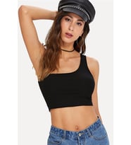Kadın Siyah Tek Omuz Crop Büstiyer