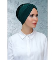 Zümrüt Pratik Hazır Geçmeli Tesettür Bone Sandy Kumaş Pullu Büzgülü 1906_37