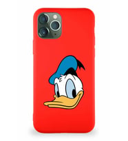 Apple iPhone 11 Pro Soft Premier Kapak Donald Duck-B Tasarımlı Silikon Kılıf - Kırmızı (Şeffaf)