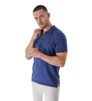 Chuba Erkek Polo Yaka Kontrast Çizgi Detaylı Pamuklu İnce Triko T-Shirt Navy 22SM209 (Lacivert)