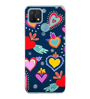 PrintiFy Oppo A15  ile Uyumlu 1mm Slim Fit Retro Renkler 3 Baskılı Şeffaf  Kılıf
