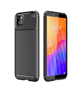 Huawei Y5P Kılıf Auto Focus Karbon Kapak - Siyah