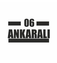 06 Ankaralı Araba Sticker siyah 16x9 CM (Siyah)