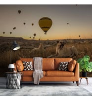 Günbatımı ve Sıcak Hava Balon Manzaralı Duvar Kağıdı