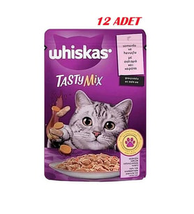 Whiskas Pouch Sos İçinde Somonlu ve Havuçlu Yetişkin Kedi Konservesi 85gr*12 ADE