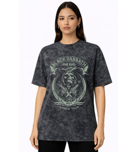 Black Sabbath Rock Metal Müzik Grubu Baskılı Unisex Oversize Vintage Yıkamalı Tişört