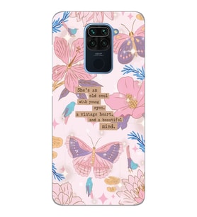Xiaomi Redmi NOTE 9 Uyumlu Kelebek ve Çiçek Tasarımlı Şeffaf Telefon Kılıfı