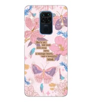 Xiaomi Redmi NOTE 9 Uyumlu Kelebek ve Çiçek Tasarımlı Şeffaf Telefon Kılıfı