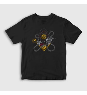 Presmono Unisex Çocuk Siyah Scorpion Mortal Kombat T-Shirt 147402tt