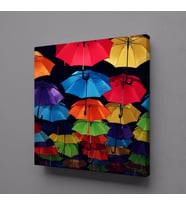 RENKLİ ŞEMSİYELER KANVAS TABLO 100x100cm (Karışık)