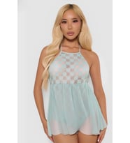Kadın Aqua Bodysuit Formlu Şık Gecelik Premium Gece Giyim