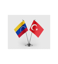 Venezuella Bayrağı ve Türk Bayrağı İkili Saten Masa Bayrağı Takımı