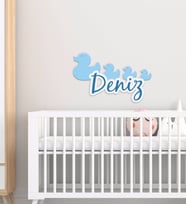 BK Gift Kişiye Özel Ördekler Tasarımlı Çocuk Odası Ahşap Duvar Süsü-1 (Beyaz)