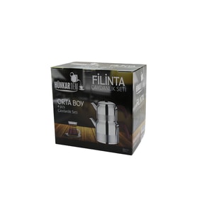 FİLİNTA ORTA BOY ÇELİK ÇAYDANLIK SETİ ÇİFT KAPAKLI RENKLİ BAKALİT KULP ÜST DEMLİK: 1.25LT - ALT SULUK: 2.25LT KENDİNDEN SÜZGEÇLİ (4915)
