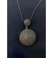 Yuvarlak Sarma Model Hasır Telkari El İşçiliği Gümüş Kolye