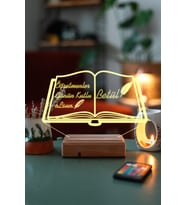 Kişiye Özel 3D Öğretmenler Günü Kitap&Kalem 16 Renk Dekoratif Led Lamba
