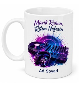 DJ Arkadaşa Özel Pikap Mikser Gece Kulübü Ruhu Baskılı Kupa Bardak Hediye