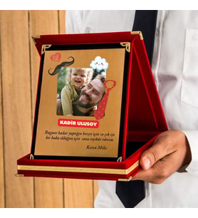 Babalar Günü Hediyesi Fotoğraflı Mesaj Yazılı Plaket