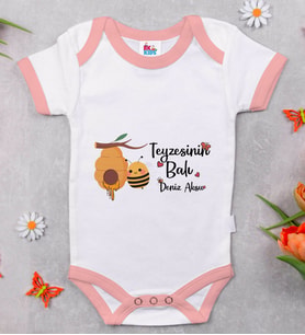 BK Kids Kişiye Özel Pembe Bebek Body Zıbın - Model 42