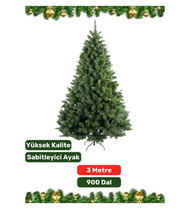 Premium Yüksek Kaliteli Sabitleyici Ayaklı New Year Parti Noel 3 Metre X 900 Dal Yılbaşı Çam Ağacı