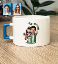 Kişiye Özel Karikatürlü Yeşil Beyaz Taraftar Sevgiliye Hediye Lüks Fincan Sevgililer Günü Hediyesi