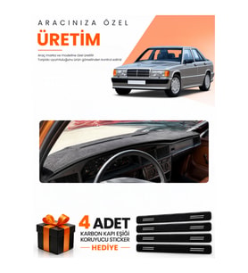 MERCEDES W201 E-CLASS 190-190E (1982-1993) Uyumlu Torpido Koruma Örtüsü Oto Kılıfı - Siyah