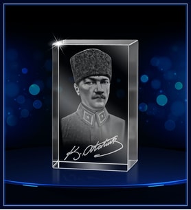 3d Kristal Atatürk 10 (Gerçek 3 Boyutlu Görüntü)