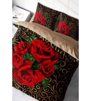 Nevresim Takımı %100 Doğal Pamuk Çift Kişilik 3d Digital Gold & Roses