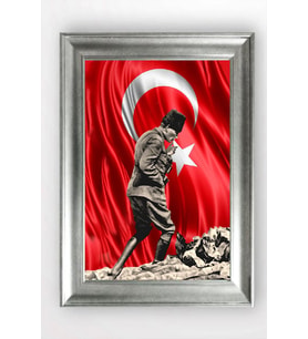 Gümüş Çerçeveli Atatürk Tablo cv1444