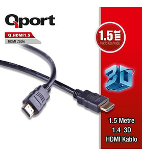 QPORT Q-HDMI1.5 1.5metre HDMI Görüntü Kablosu 3D Gold 1.4v