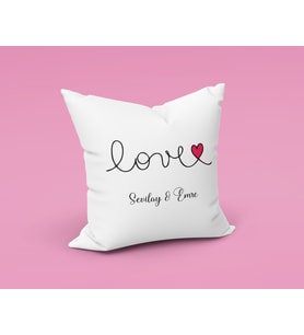 Aşk Love Sevgili Tasarımlı Yastık Kişiye Özel
