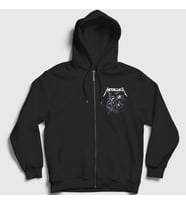 Presmono Unisex Siyah Hammer Metallica Fermuarlı Kapüşonlu Sweatshirt 292360tt