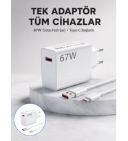 Lexroo 67 Watt Güvenli Hızlı Şarj Adaptörü Samsung M31 M33 M51 Uyumlu Yeni Nesil