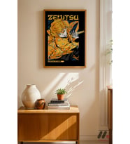 Demon Slayer Zenitsu Anime Poster, Ahşap Çerçeveli Duvar Tablosu - Anime Severlere