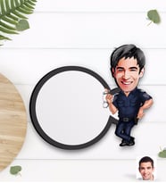 BK Gift Kişiye Özel Erkek Polis Karikatürlü Ahşap Bardak Altlığı-3
