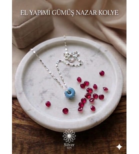 925 Ayar Papatya Silver Firuze Halka Nazar Gözlü Kalemli İtalyan Ezme Zincir Kolye.rose.gold.rodaj
