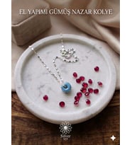 925 Ayar Papatya Silver Firuze Halka Nazar Gözlü Kalemli İtalyan Ezme Zincir Kolye.rose.gold.rodaj