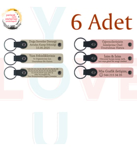 S Kahve & Yavru Ağzı, Aile Pikniklerine Anlamlı Sürpriz, 6’lı Set, İsim Yazılabilen Anahtarlık