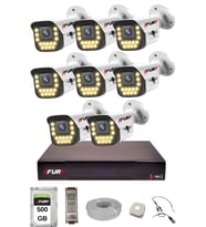 FURY 8 li Sesli 15 Warm Led Gece Renkli Görüş Su Geçirmez Güvenlik Kamerası Seti 500GB