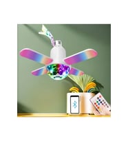 Bluetooth hoparlör disko topu rgb led ışıklı renkli ışık lamba üç kanatlı kumandalı ampul