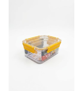 Softchef 3'lü Sızdırmaz Saklama Kabı Seti - 375 ml / 800 ml / 1700 ml Dikdörtgen Kilitli Erzak ve Erzak Kutusu, BPA Free Şeffaf Buzdolabı İçi Düzenleyici Organizer (SARI)