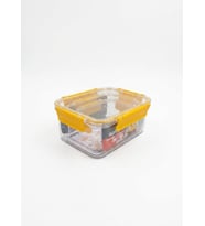 Softchef 3'lü Sızdırmaz Saklama Kabı Seti - 375 ml / 800 ml / 1700 ml Dikdörtgen Kilitli Erzak ve Erzak Kutusu, BPA Free Şeffaf Buzdolabı İçi Düzenleyici Organizer (SARI)
