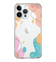 Apple iPhone 14 Pro Uyumlu Köşe Korumalı Antişok Kapak Karışık Renkler Tasarımlı Şeffaf  Kılıf